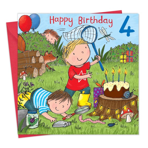 Twizler 4th Birthday Card Boy Park - Age 4 Birthday Card – Boys Birthday Card Age 4 – Happy Birthday Card 4 Year Old Boy - Childrens Birthday Cards – Happy Birthday Card Boy – Card Age 4 Boy