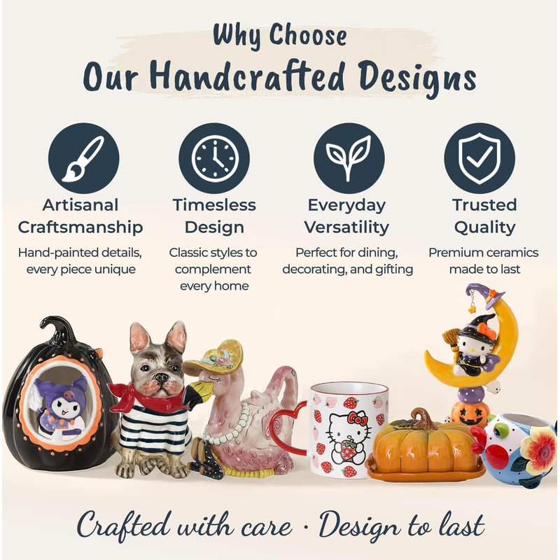 Blue Sky Clayworks Cat with Witch Hat Figurine, Ceramic, 5.15"