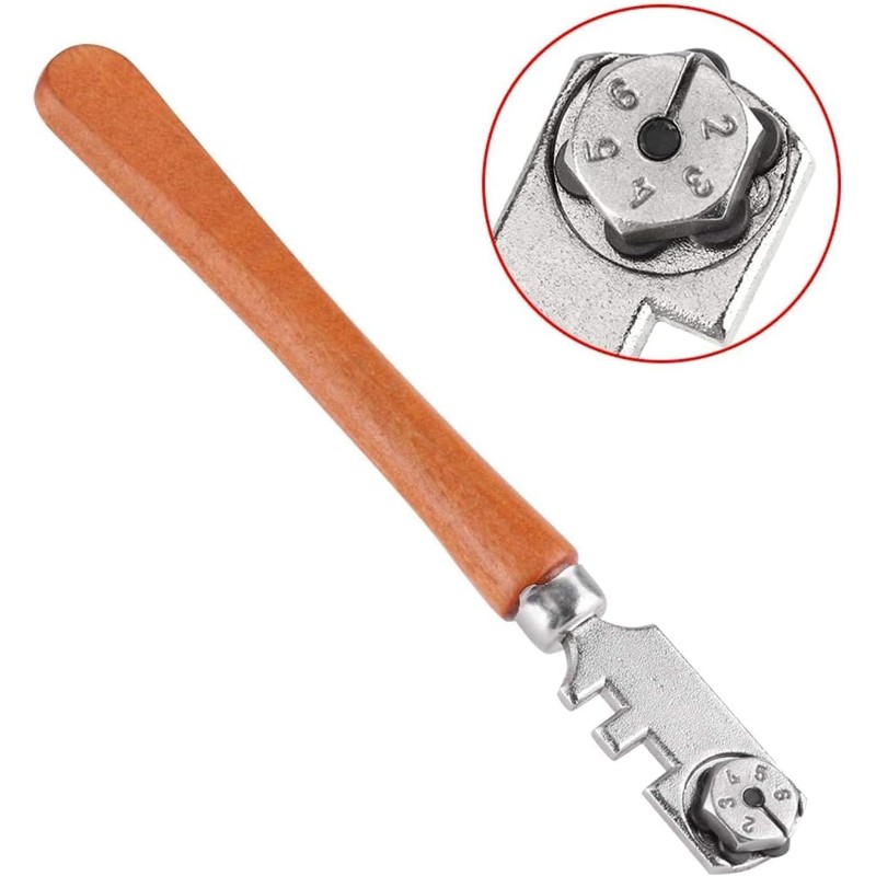 Glass Cutter, 30MM Professional Six Wheel Glass Cutter Craft Cutting