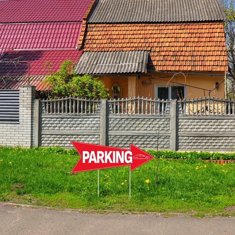 BLSUREFYX 5pcs Arrow Parking Signs with Stake 14.4"x5.5" Double Sided