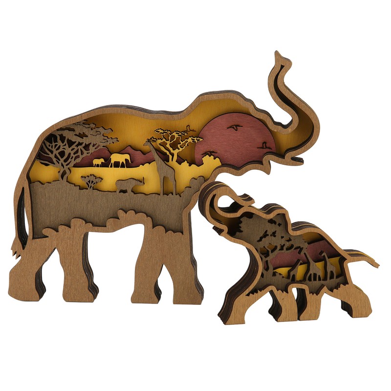 Elephant Statue Boxwood Mechanical Engraving Safe Durable Exquisite Details Elephant