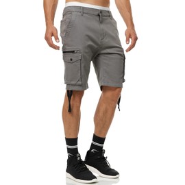 Indicode Men's Agron Cargo Shorts with 6 Pockets, 98% Cotton, Shorts Men, Grey (pewter)