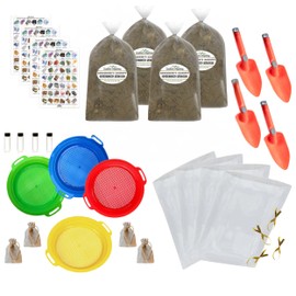 Gem Mining Birthday Party Kit Large! Gemstone Paydirt, Sieve, Shovel, Gem Chart, Vials & Goody Bags!