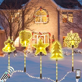 10 Pack Christmas Landscape Lights Outdoor Decorations, Snowflakes Waterproof Pathway Lights with Stakes, LED Night Lights for Outside Yard, Lawn, Patio, Walkway, Holiday Party Wedding Decor (Tree)