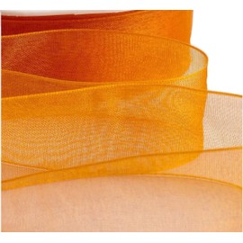 GCS Organza Ribbon 10mm, 12mm, 20mm, 25mm. Scrapbooking, Gift wrapping, home deco. 46 meters / 50 Yards Rolls London - BUY 3 Rolls & Get 4th Free (12mm, Orange)