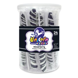 Adams & Brooks, Inc. Unicorn Pops 24 Count Individually Wrapped Unicorn Lollipops Unicorn Party Favors, Candy Buffets, Lollipops Bulk (Mixed Berry, Black)