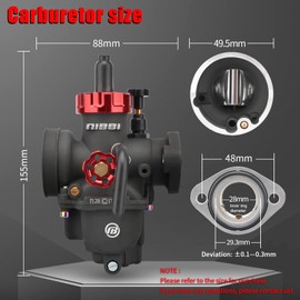 NIBBI PE28 Carburetor with 48mm Air Filters Kit,PE28mm FL Motorcycle Carb Fit for 200cc-250cc Dirt Bike Pit Bike Apollo TaoTao Lifan Kayo Honda SSR Motor
