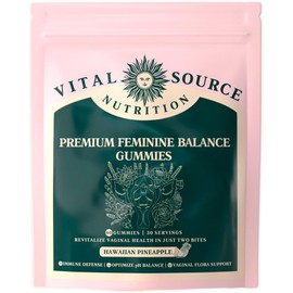 Vital Source Nutrition - Premium Feminine Balance Gummies - for Women’s Health & Wellness - Immune Support - Vegan, Gluten-Free - Hawaiian Pineapple - 60 Gummies - 30 Servings