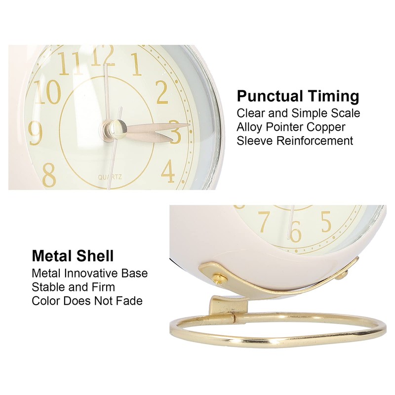 MUNEFE Alarm Clock, Super Silent Non Ticking Clock, Fashionable Round