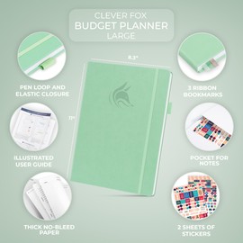 Clever Fox Budget Planner Large – Expense Tracker Notebook. Monthly Budgeting & Bill Organizer, Finance Logbook & Accounts Book, A4 (Mint Green)