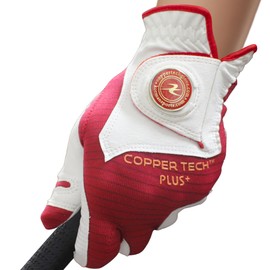 Copper Tech Women's Golf Gloves with Ball Marker - Ladies Golf Gloves with 100% AAA Synthetic Leather - Wrist Support & Breathability - Golf Gloves Left Handed Golfer (Hand Orientation: Right)