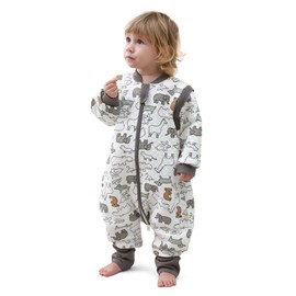 MIKAFEN Baby Sleeping Bag with Feet, 2.0 Togs, 100% Cotton, Children's All-Year Sleeping Bag with Removable Sleeves, All-Year Round Sleeping Bag with Legs, Animal, 6-18 Months