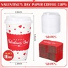 Whaline 50Pcs Valentine Disposable Coffee Cups With Lids And Sleeves