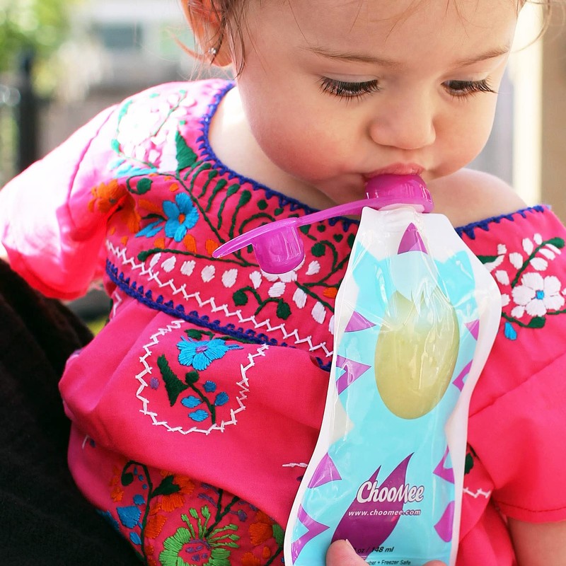 ChooMee Reusable baby food pouches, snack pack with secure double