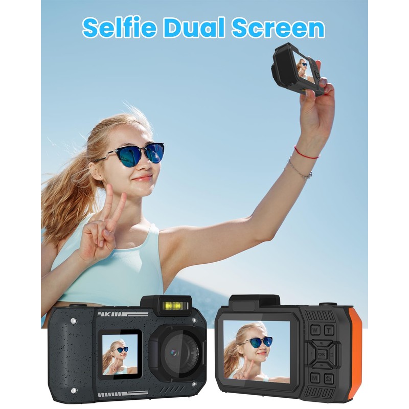 MOREXIMI 33FT Underwater Camera, 4K 65MP Waterproof Camera, Underwater Camera
