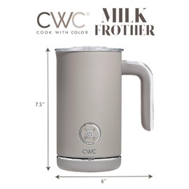 COOK WITH COLOR 4-in-1 Electric Milk Steamer and Frother - 2-Minute Heating and Frothing, Hot and Cold Foam Maker for Coffee, Latte, Cappuccino, Macchiato, Milk Warmer, Auto Shut Off, Sand