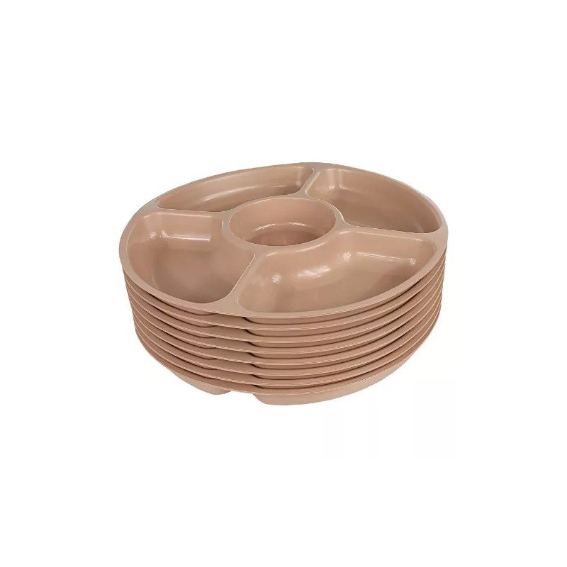 Boris 12 Botaneros Dip Redondos Plástico Cafe 5 Cavidades 30.5cm