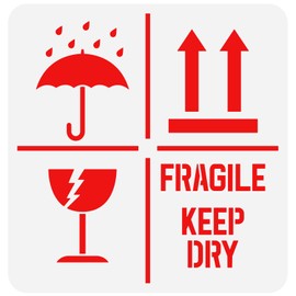FINGERINSPIRE Keep Dry Fragile Up Text Stencil 30 x 30 cm Reusable Keep Dry Sign Drawing Stencil Fragile Up Sign Painting Template for Cardboard Packaging Plastic Stencil for Wood Paper