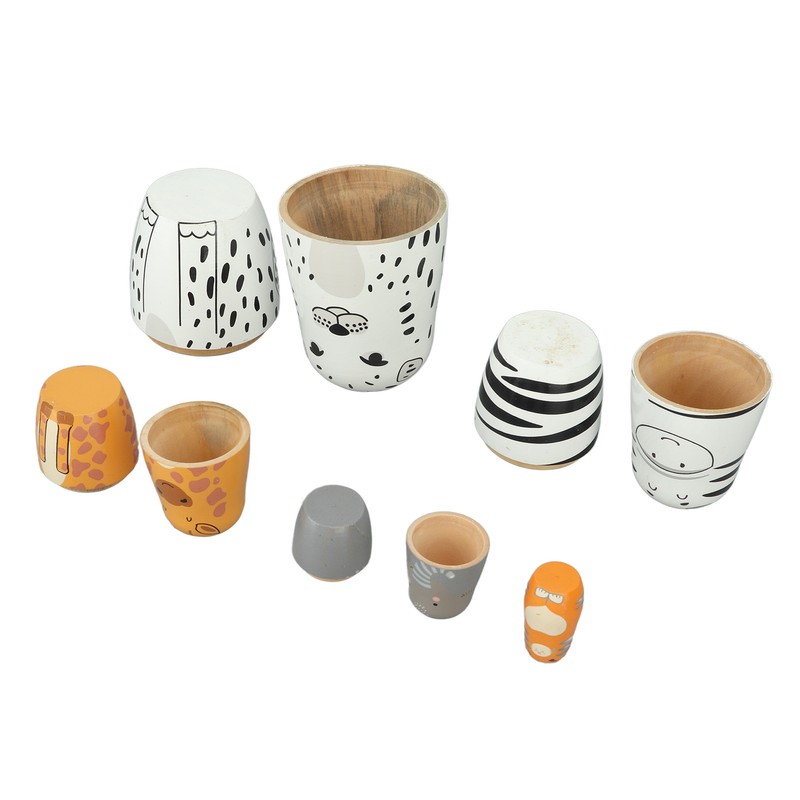 5Pcs Russian Nesting Dolls Hand Made Exquisite Wooden Animal Nesting