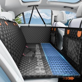 Dog Car Seat Cover for Back Seat with Hard Bottom,Waterproof Back Seat Extender for Dogs,Dog Hammock Dogs Bed for Cars, SUVs,Pet Seat Cover for Back Seat Holds 400lbs with Mesh Window & Pocket