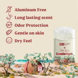 Old Spice GentleMan's Aluminum Free Dry Feel Deodorant for Men, 24/7 Lasting Freshness, Gentle on Skin with Skin Conditioners, Eucalyptus + Coconut Oil Scent, 3.0 oz (Pack of 3)