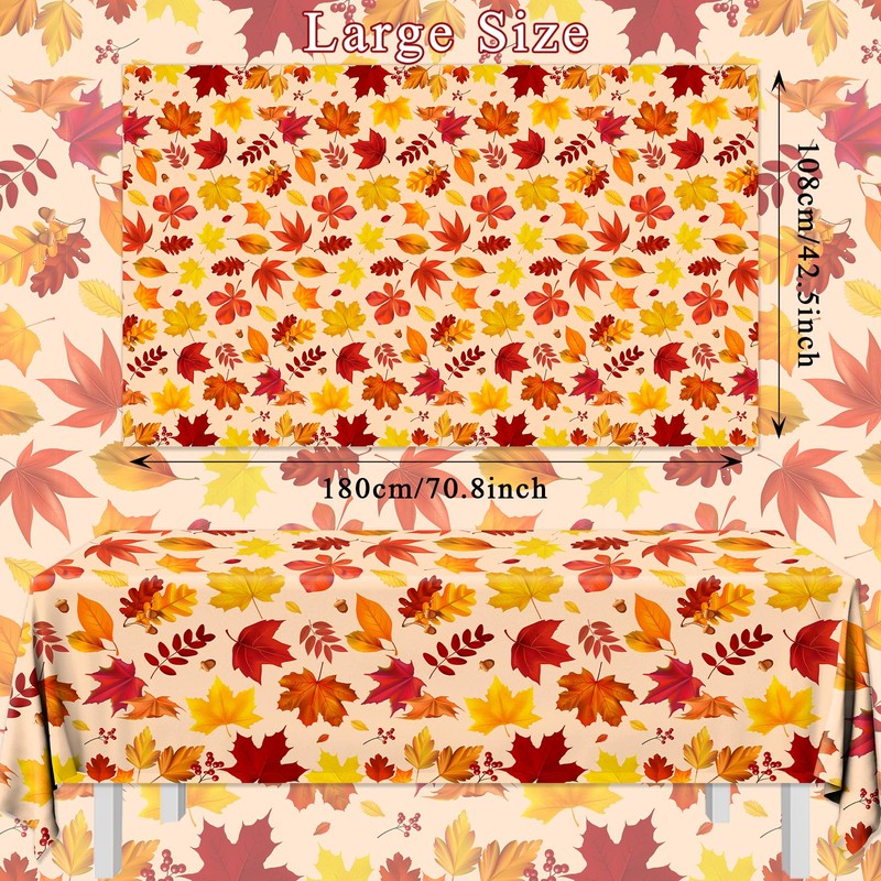 3 Pack Fall Tablecloths, Fall Leaves Party Decorations Thanksgiving Disposable
