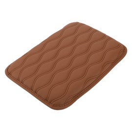 A ABSOPRO Car Armrest Cushion Pad Non-slip 11.81" X8.27" Faux Leather Brown Center Console Lid