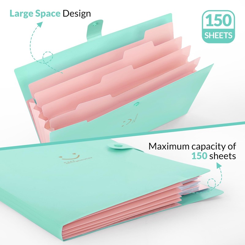 KONVINIT Expanding File A4, Document Folder Expandable Organiser with 5