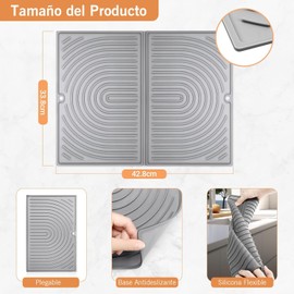 Tapete de Secado de Platos para Encimera de Cocina, Alfombrilla Escurreplatos de Silicona, Plegable, Resistente al Calor, Antideslizante Alfombra Fregadero para Cocina