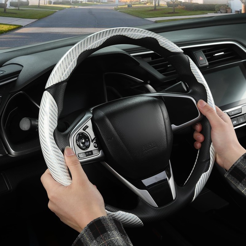 GIANT PANDA Carbon Fibre Pattern 3 Piece Steering Wheel Cover