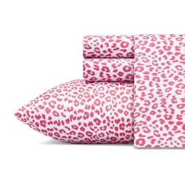 Betsey Johnson Performance Collection Bed Sheet Set - Lightweight, Breathable, Temperature Regulating Fabric. Super Soft, Easy Care Seasons, Queen, Leopard