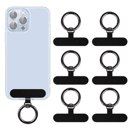 Lousrnman 6 Pack Black Color Cell Phone Lanyard Tether, Universal Fabric Wrist Phone Lanyard Phone Strap Tether Tab with Metal Ring Compatible with Most Smartphones