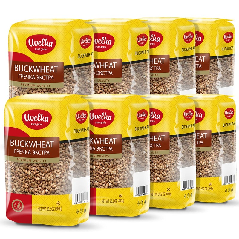 Uvelka Buckwheat Groats 800 Gram, Pack of 8