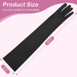 Papoopy Women Black Long Gloves for for Wedding, Tea Party, Cosplay, Costume (Satin - Black)