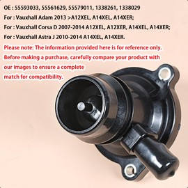 LoreenCar 55593033 Thermostat and Seal Housing With Built In Gasket Fits Vauxhall Astra J, Adam, Corsa D, Corsavan MK3, Corsa E Van, Meriva B, Aveo, Cruze Hatchback, Saloon And Estate