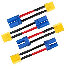 XT60 to EC5 Adapter, 2PCS XT60 Male to EC5 Female & 2PCS EC5 Male to XT60 Female Connector, 2Inch 14AWG High Temp Silicone Wire for FPV Drone, RC Car, Lipo Battery Charger ESC