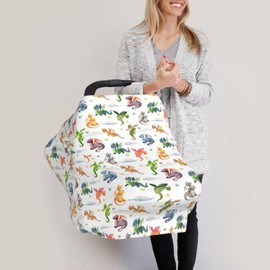 Dragon Car Seat Canopy, Baby Breastfeeding Cover, Multi Use Baby Stroller and Carseat Cover, Boys and Girls Shower Gifts