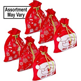 Gift Boutique 6 Giant Christmas Gift Bags 36" x 44" Reusable Made of Durable Fabric with Ribbon and Gift Tag for Holiday Wrapping Extra Large Jumbo Huge Oversized Toys Gift Bags