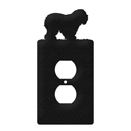 SWEN Products Old English Sheepdog Metal Wall Plate Cover (Single Outlet, Black)