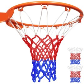 2 PCS Heavy Duty Basketball Net,Professional Polyester Braided Multicolor Basketball Net Replacement, Standard Size Basketball Net for Indoor and Outdoor, Heavy Duty 12 Ring Basketball Net