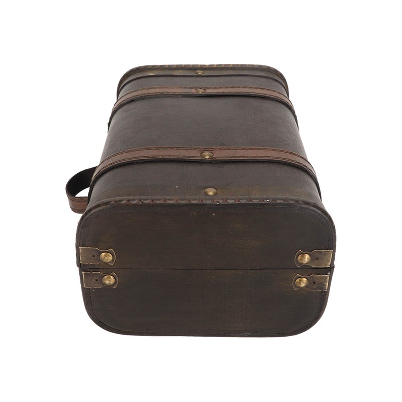 Retro Wooden Suitcase Home Party Artificial Leather Jewelry Necklace Storage