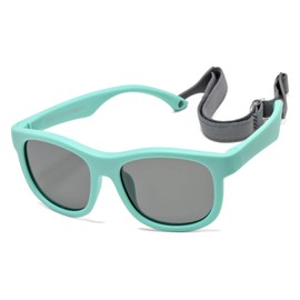 Hycredi Flexible Polarized Sunglasses with Strap for Baby Age 0-2 Years (Blue/Grey)