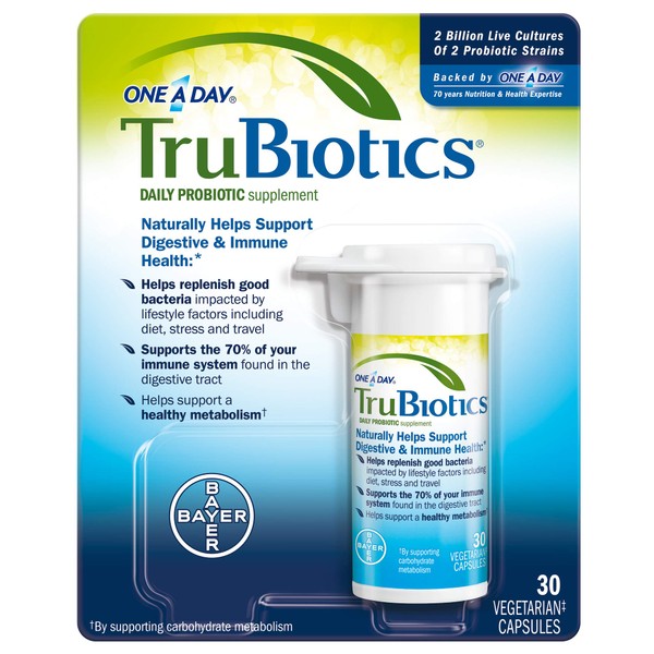 TruBiotics Daily Probiotic 30 Capsules - Gluten Free, Soy Free Digestive + Immune Health Support Supplement for Men and Women (Pack of 3)