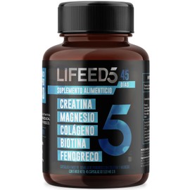 LIFEED Men  Suplemento Alimenticio con Vitaminas para Hombres  Cpsulas a Base de Creatina, Magnesio, Colageno, Biotina y Fenogreco  45 Cpsulas para...