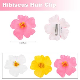 TEBIEKOY 3Pcs Hawaiian Flower Hair Clips for Women Plumeria Hibiscus Hair Clip 3.5 Inch Artificial Flower Clips for Vacation Beach Party