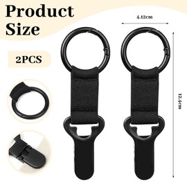 BelleVive 2 Pack Travel Hat Clips on the Bag, Hat Brim Holder, Essential Accessories for Holiday, Beach and Cruises for Travel Handbags, Backpacks, Luggage, Black