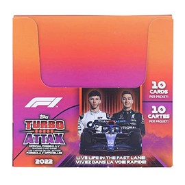 2022 Topps Turbo Attax Formula 1 Racing box (24 pks/bx, 10 cards/pk, boxes sold unsealed by Topps)
