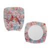 Cadowhimsy Peach Floral Cardinal Bird Print 2 Piece Office Chair