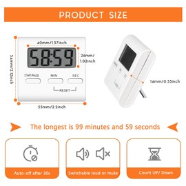 Gulfmew 4 Pieces Kitchen Timer for Cooking, Digital Kitchen Cooking Timers, Egg Timer, Countdown Timer with Loud Alarm Big Digits and Back Stand for Cooking, Bathroom Gift for Christmas Birthday