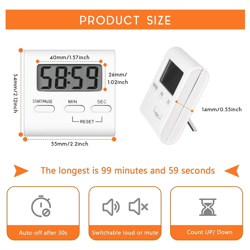 Gulfmew 4 Pieces Kitchen Timer for Cooking, Digital Kitchen Cooking